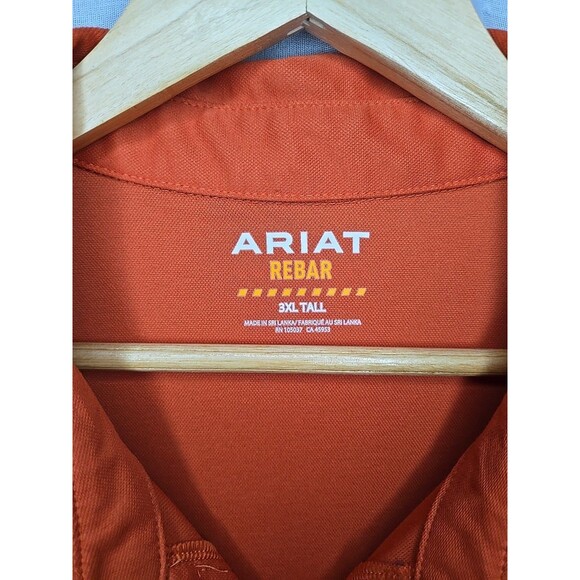 Ariat Rebar Foreman Matheson Polo Shirt, Men's Sz 3XL Tall, Orange/Rust - Picture 5 of 10